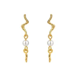 Nava Aquarius parel oorbellen in verguld sterlingzilver