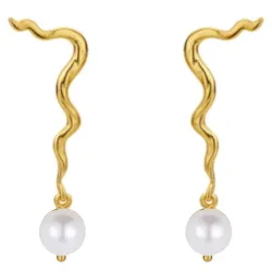 Nava Peony parel oorbellen in verguld sterlingzilver