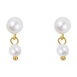 Nava Petal Petite parel oorbellen in verguld sterlingzilver