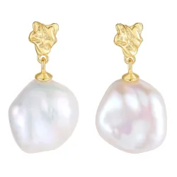 Nava Nimue parel oorbellen in verguld sterlingzilver