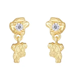 Nava Enya oorbellen in verguld sterlingzilver witte zirkoon