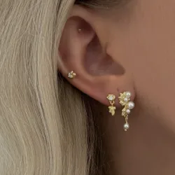 Nava Enya oorbellen in verguld sterlingzilver witte zirkoon