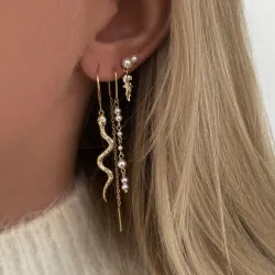 Nava Ekans parel ketting oorbellen in verguld sterlingzilver