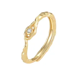 Nava Osiris verstelbaar ring in verguld sterlingzilver witte zirkoon