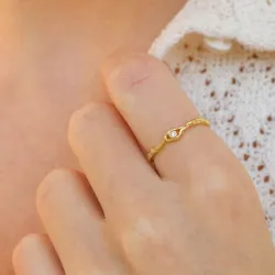 Nava Osiris verstelbaar ring in verguld sterlingzilver witte zirkoon