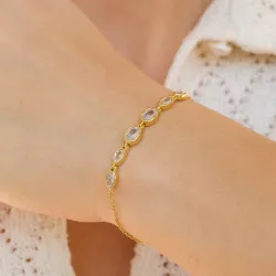 Nava Akhen armband in verguld sterlingzilver witte zirkoon