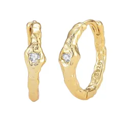 Nava Nepit creool in verguld sterlingzilver witte zirkoon