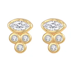 Nava Ra Petite oorbellen in verguld sterlingzilver witte zirkoon