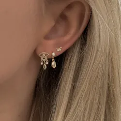 Nava Horea oorbellen in verguld sterlingzilver witte zirkoon