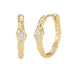 Nava Montu oorbellen in verguld sterlingzilver witte zirkoon