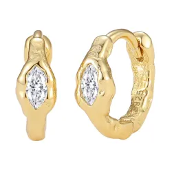 Nava Horus creool in verguld sterlingzilver witte zirkoon