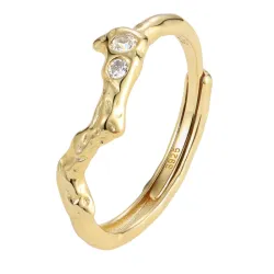 Nava Samui verstelbaar ring in verguld sterlingzilver witte zirkoon