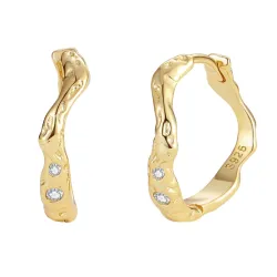 Nava Saba creool in verguld sterlingzilver witte zirkoon