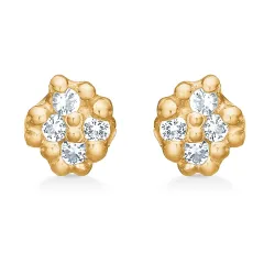 Studio Z Cluster oorsteker in verguld sterlingzilver witte zirkoon
