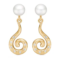 Studio Z Curiosity parel oorsteker in verguld sterlingzilver witte zirkoon