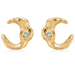 Studio Z Lunar groene zirkoon oorsteker in verguld sterlingzilver