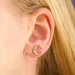 Studio Z Lunar groene zirkoon oorsteker in verguld sterlingzilver