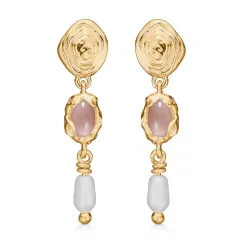 Studio Z Shell oorbellen in verguld sterlingzilver pink zirkoon