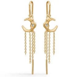 Studio Z Lunar ketting oorbellen in verguld sterlingzilver groen zirkoon