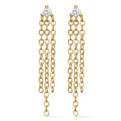 Studio Z Ripple ketting oorbellen in verguld sterlingzilver witte zirkoon