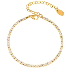 Khaai Studio Radiance armband in verguld staal witte zirkoon