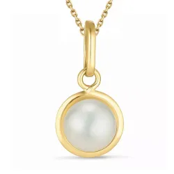 parel ketting in verguld sterlingzilver met hanger in 9 karaat goud