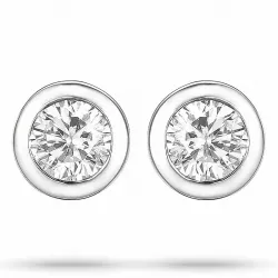 2 x 0,05 ct diamant solitaire oorbel in 14 karaat witgoud met diamant 