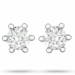 2 x 0,10 ct diamant solitaire oorbel in 14 karaat witgoud met diamant 