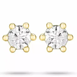 2 x 0,20 ct solitaire oorbel in 14 karaat goud met diamant 