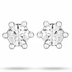 2 x 0,20 ct diamant solitaire oorbel in 14 karaat witgoud met diamant 