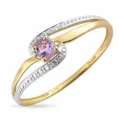Amethist ring in 9 karaat goud met 9 karaat witgoud