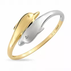 dolfijn ring in 9 karaat goud met rodium