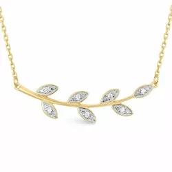 blad hanger met ketting in 9 karaat goud met rodium
