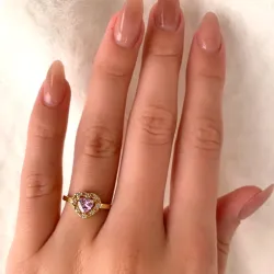 elegant hart roze zirkoon ring in 9 karaat goud - Gold Collection