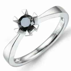 zwart diamant solitaire ring in 14 karaat witgoud 0,50 ct