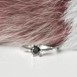 zwart diamant solitaire ring in 14 karaat witgoud 0,50 ct