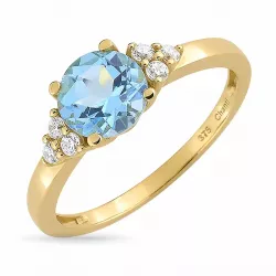 lichtblauwe topaas ring in 9 karaat goud