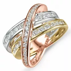 Diamant ring in 14 karaat geel-, wit-, en roodgoud 1,18 ct