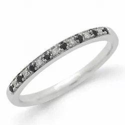 zwart diamant mémoire ring in 14 karaat witgoud 0,04 ct 0,05 ct