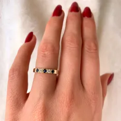 blauwe saffier mémoire ring in 14 karaat goud 0,10 ct 0,24 ct