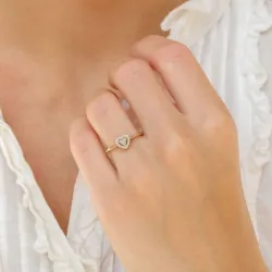Hart ring in 14 karaat goud 0,129 ct