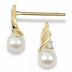 parel oorbellen in 9 karaat goud met zirkoon - Gold Collection