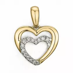 Hart diamanten hanger in 14 caraat goud-en witgoud 0,08 ct