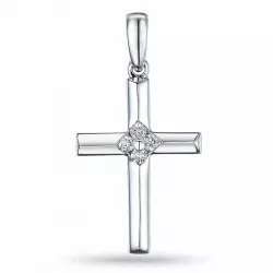 kruis diamant hanger in 14 caraat witgoud 0,07 ct