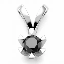 zwart diamant hanger in 14 caraat witgoud 0,50 ct