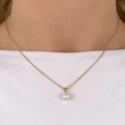 parel hanger in 14 caraat goud 0,02 ct