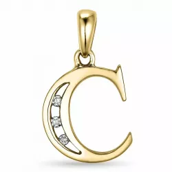 letter c hanger in 14 caraat goud 0,03 ct