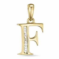 Letter f hanger in 14 caraat goud 0,03 ct