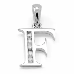 letter f hanger in 14 caraat witgoud 0,04 ct