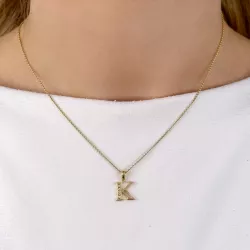 letter k hanger in 14 caraat goud 0,04 ct